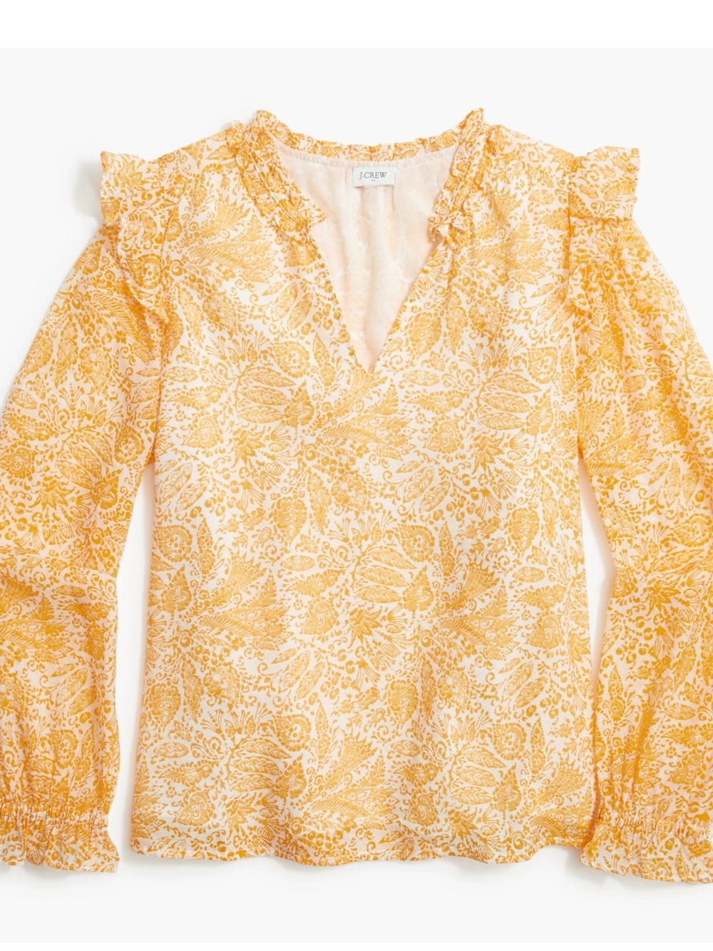 J.Crew Paisley Ruffle Long Sleeve Blouse Size M